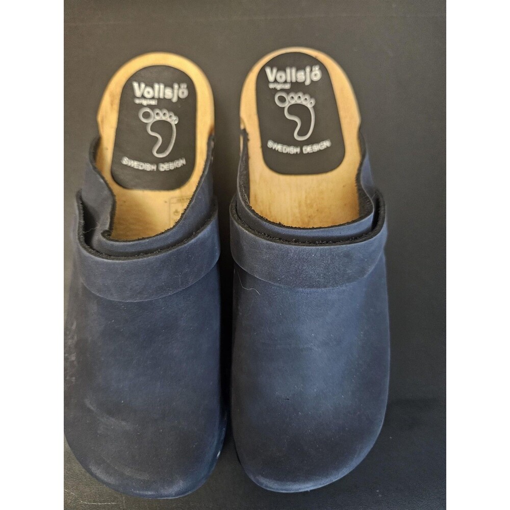 Vollsjo Clogs Women's Size 6.5 Blue Suede Slip On Wooden Comfort Casual Size 6.5